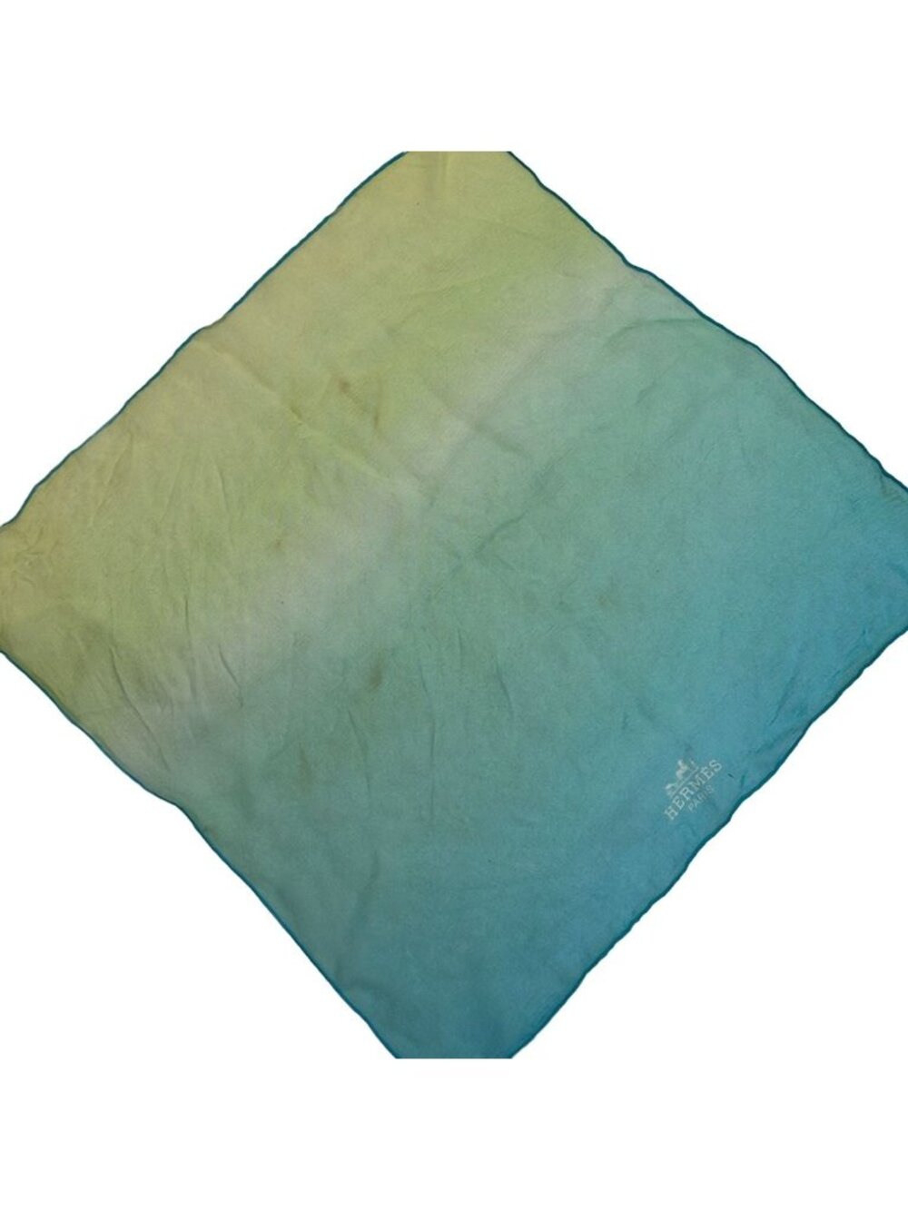 Hermes Scarf Gavroche Light Green Light Blue Gradation Silk